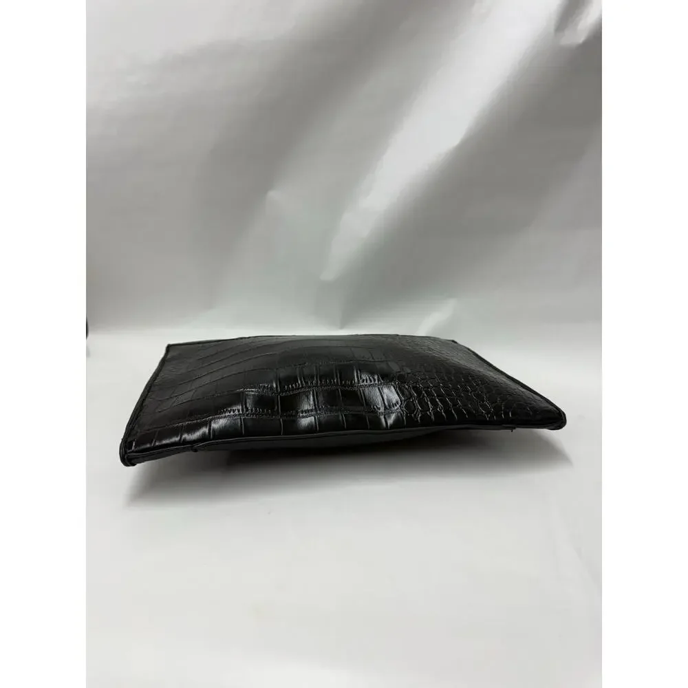 Givenchy Antigona Medium Envelope Clutch Black Croc Embossed Calfskin Leather
